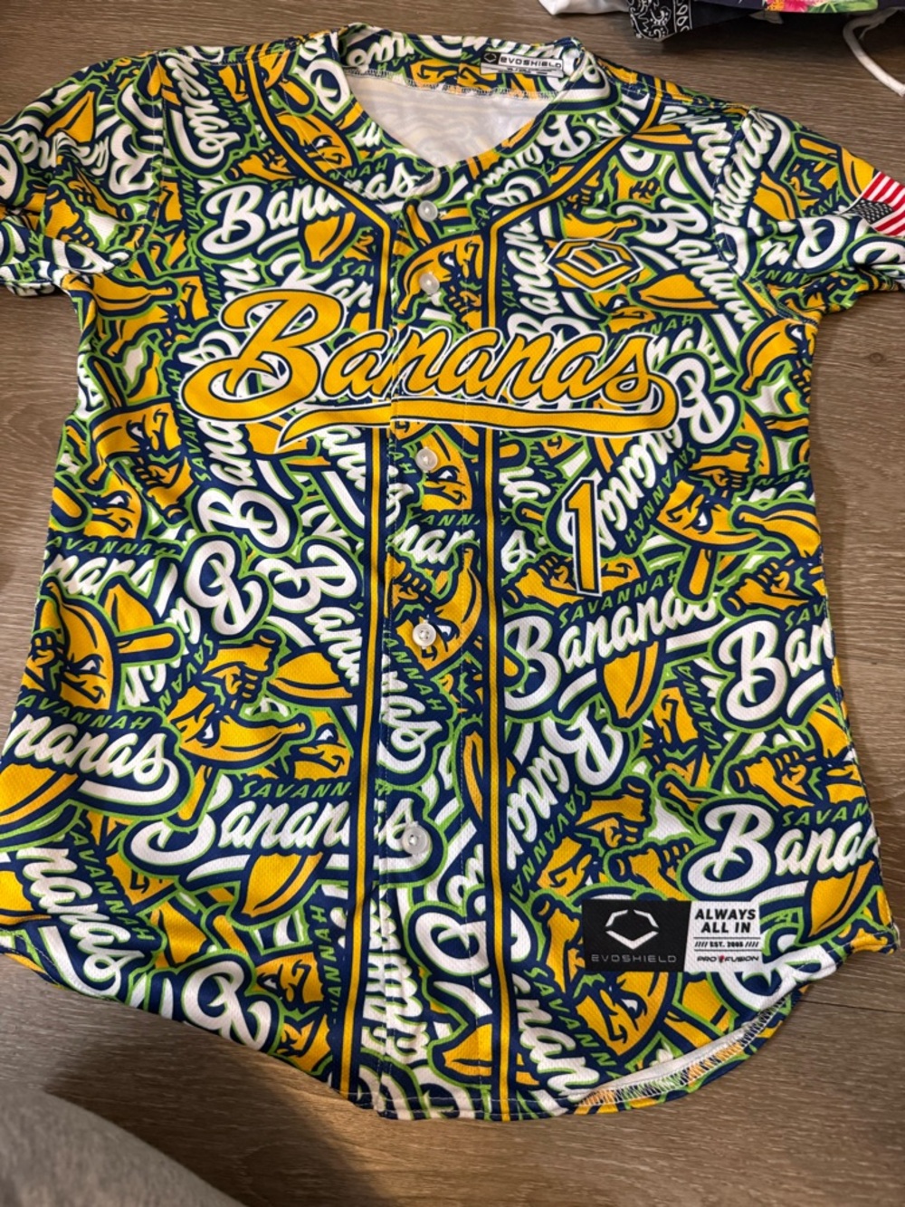 Official Savannah Bananas Evoshield Jersey.